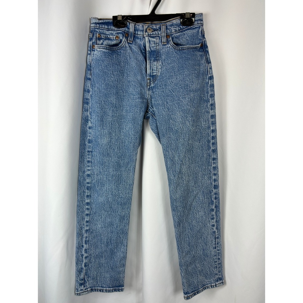 Levi's Premium Wedgie Straight Light Blue Acid Wash High Rise Jeans 26x28
